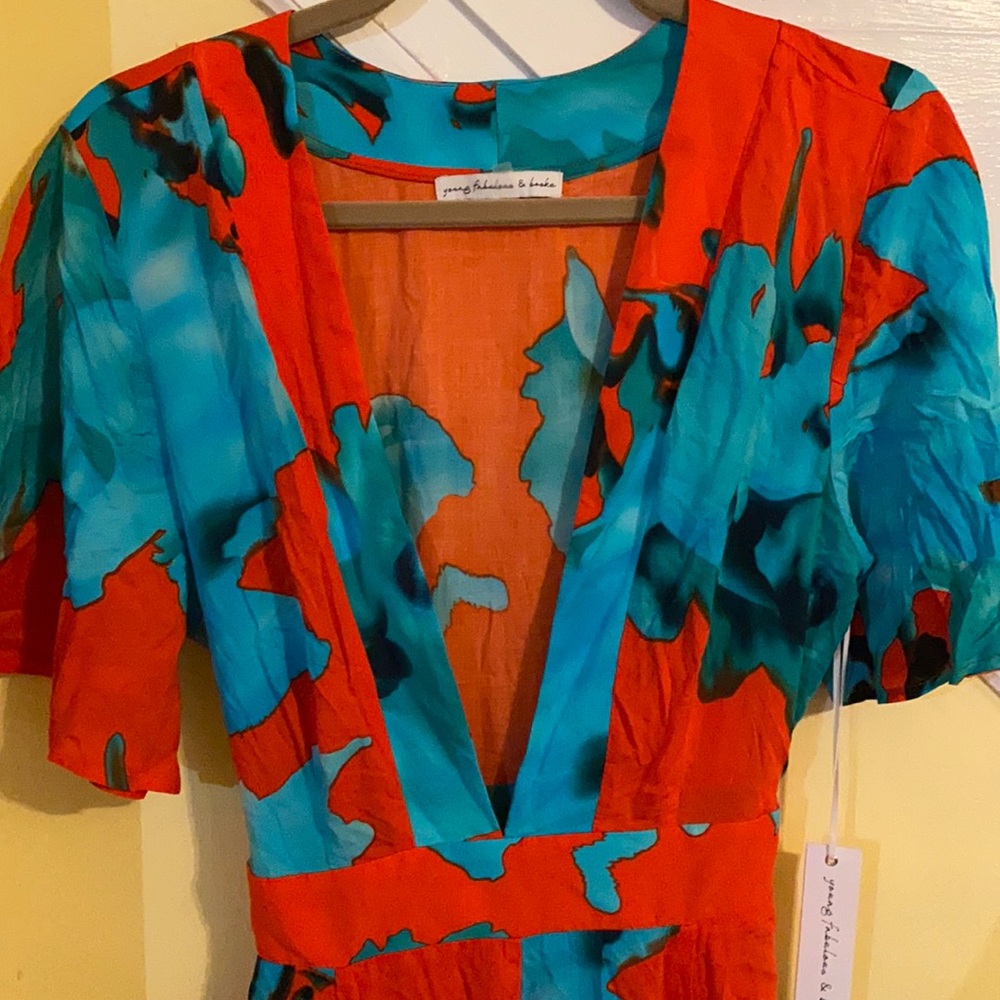 Young Fabulous & Broke Red and Teal Floral Maxi Dress